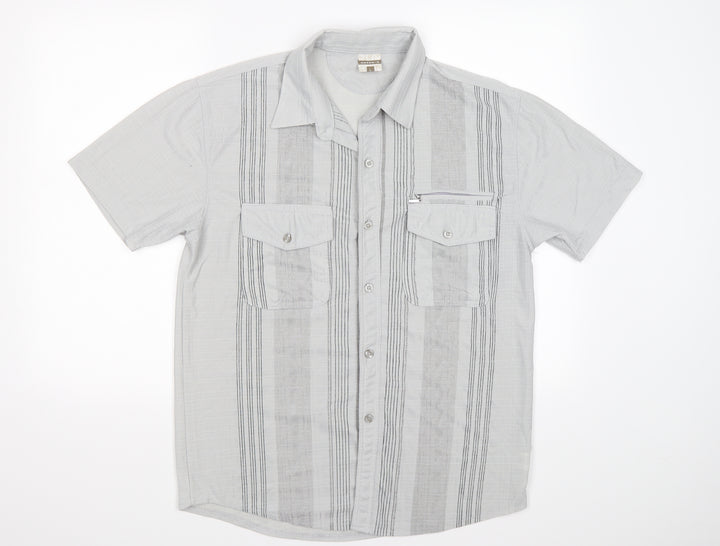 GREEN-g Mens Grey Check   Button-Up Size L