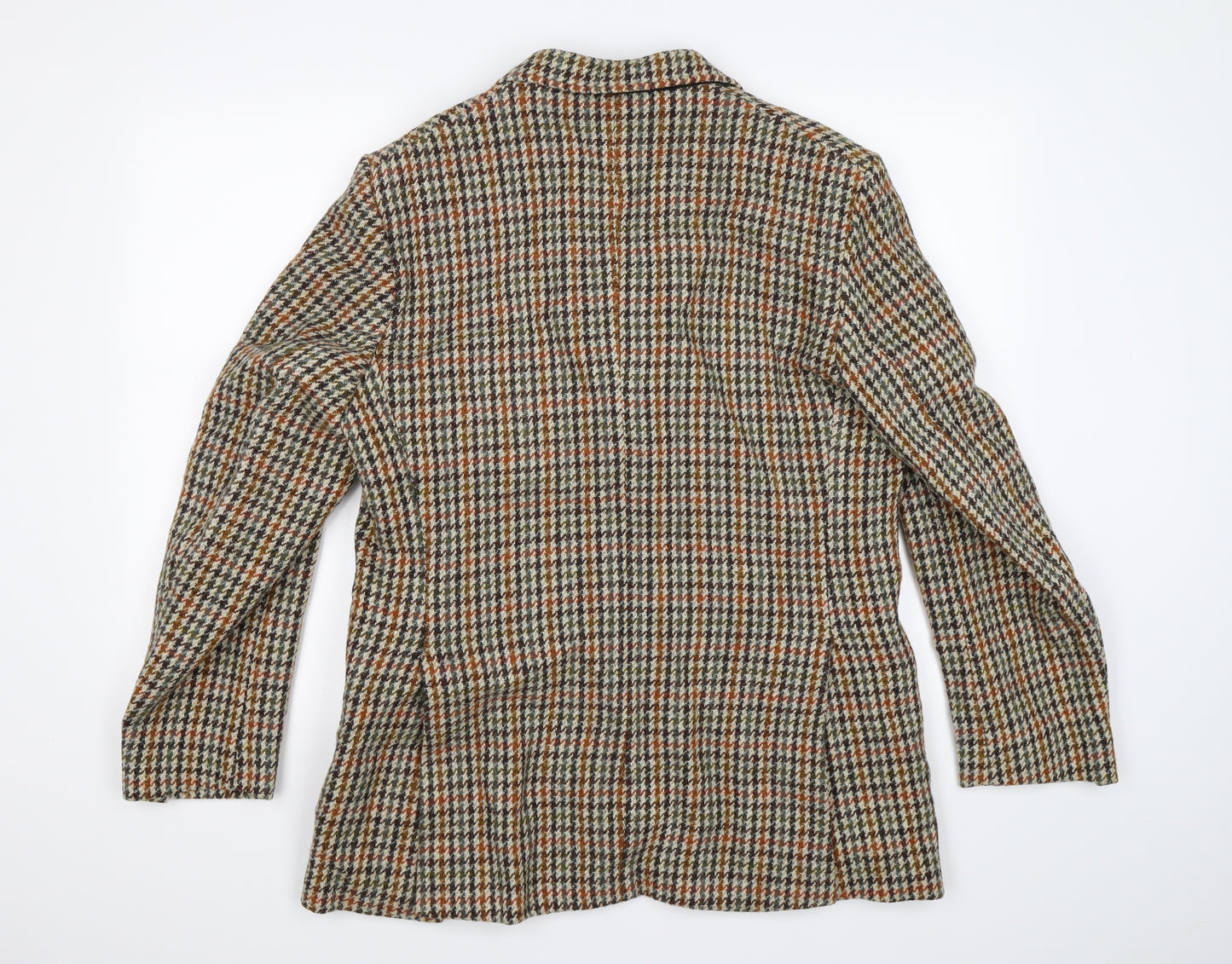 Dunn & Co Mens Beige Houndstooth Tweed Jacket Blazer Size 40  - MADE IN GREAT BRITAIN