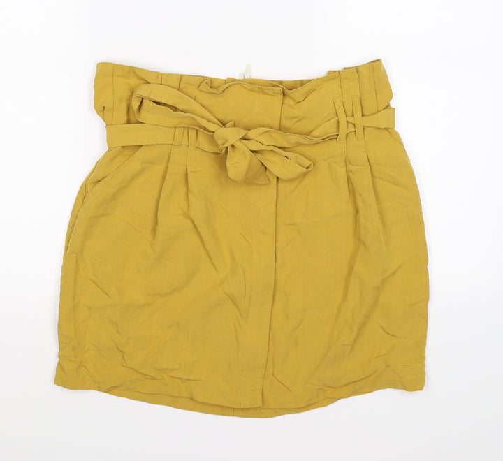 Kimchi Blue Womens Yellow Satin Peasant Skirt Size L