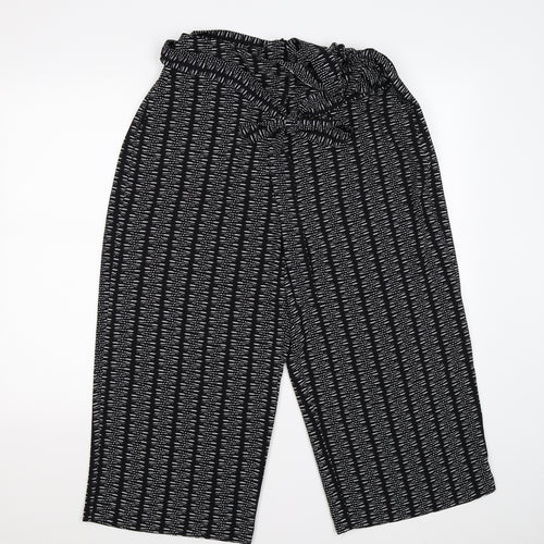M&Co Womens Black Striped  Culotte Shorts Size 16