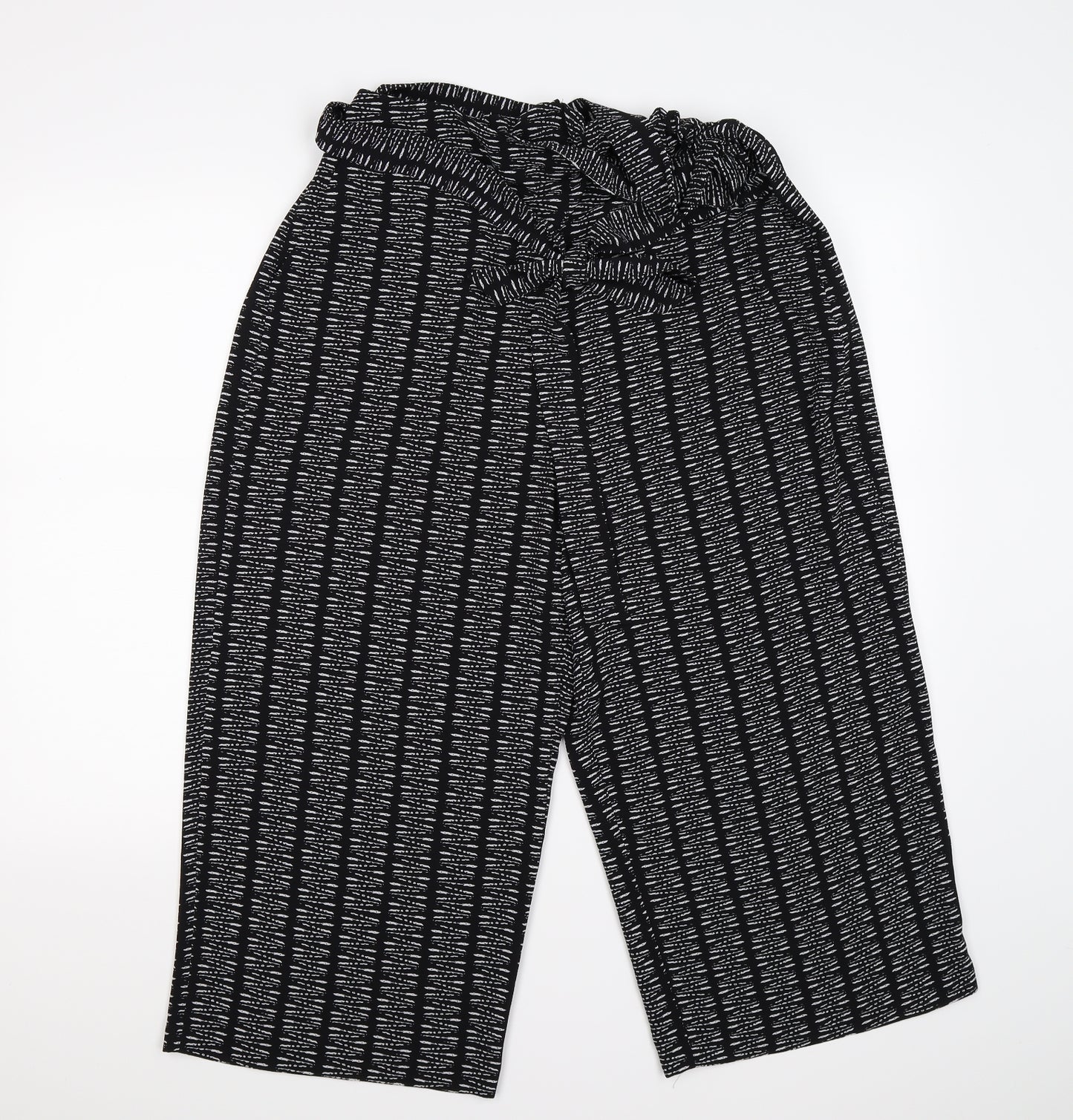 M&Co Womens Black Striped  Culotte Shorts Size 16