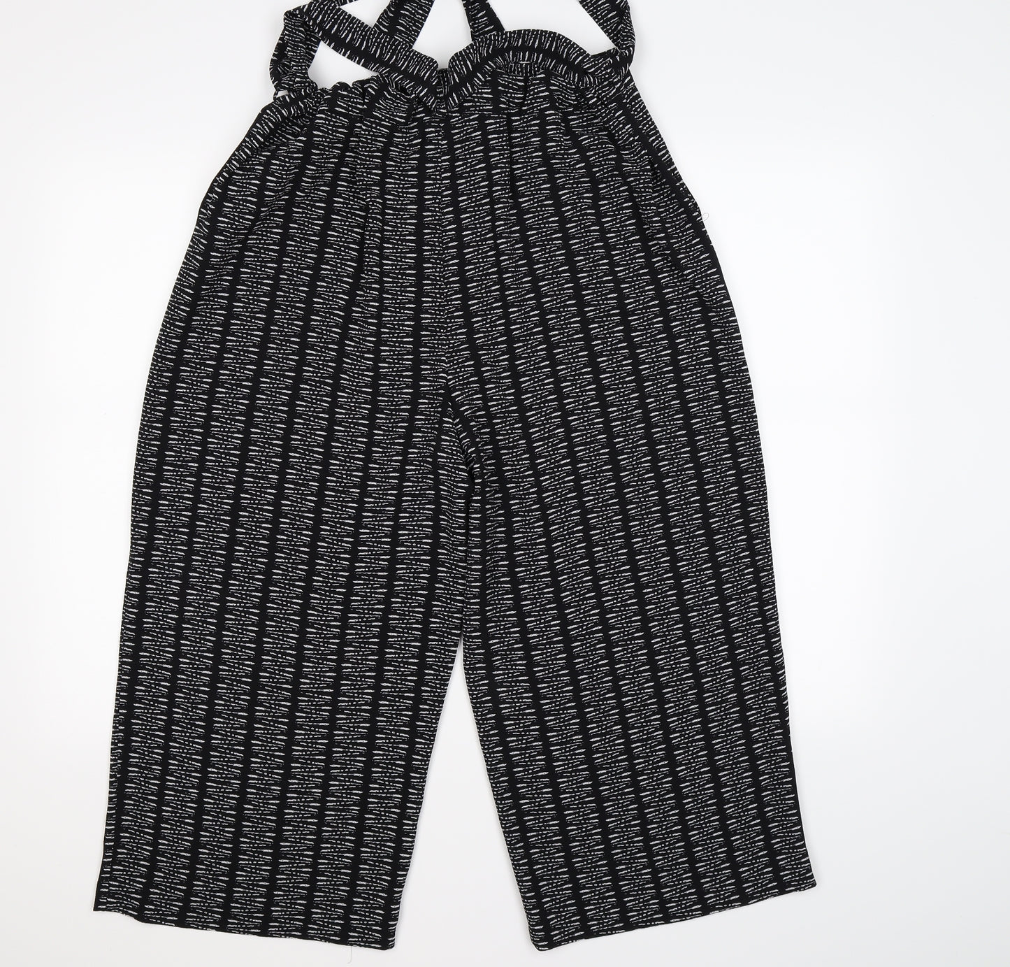M&Co Womens Black Striped  Culotte Shorts Size 16