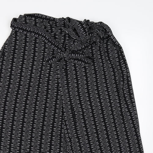 M&Co Womens Black Striped  Culotte Shorts Size 16