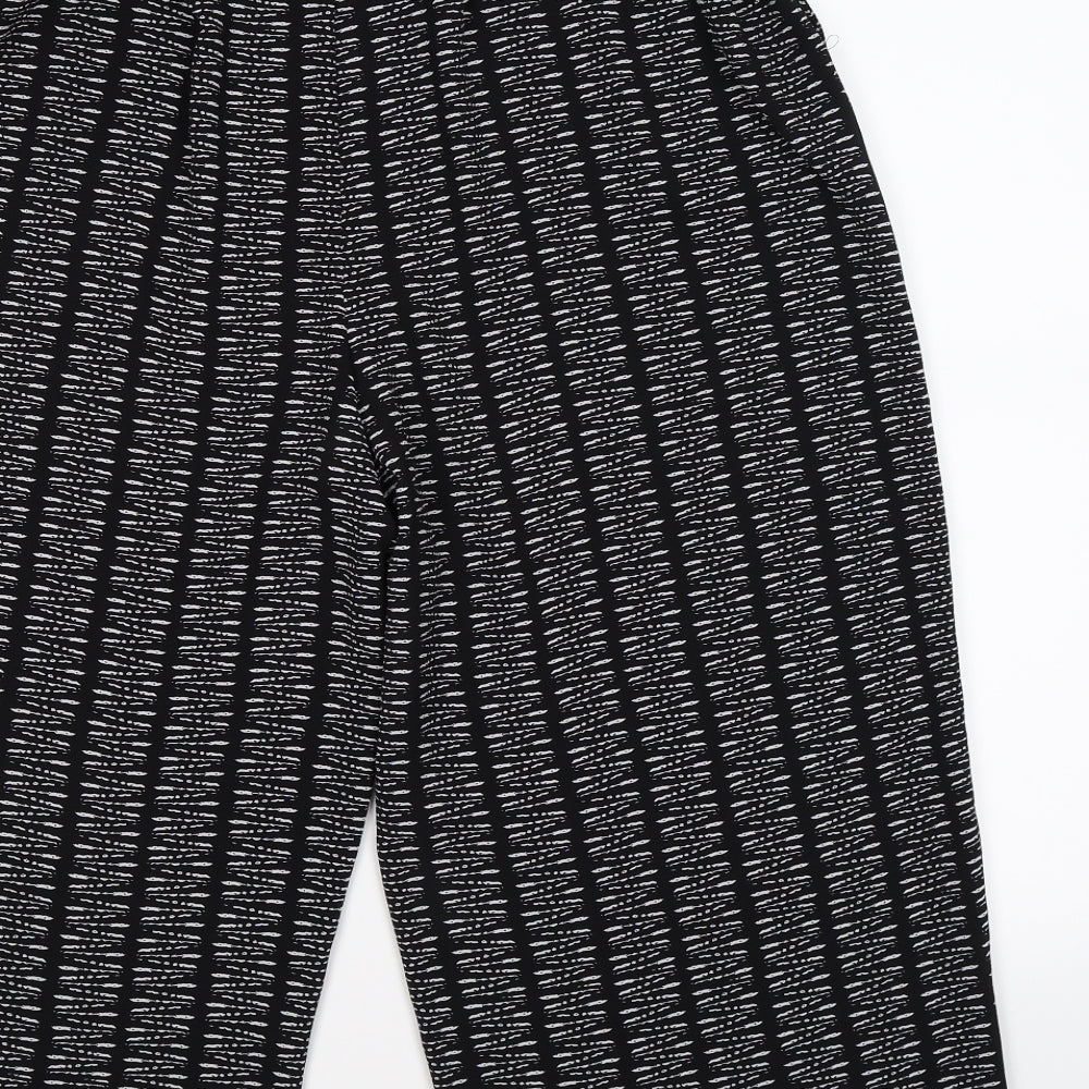 M&Co Womens Black Striped  Culotte Shorts Size 16