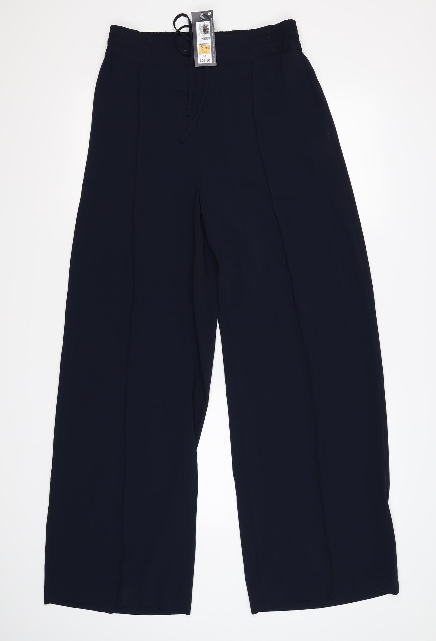 Marks and Spencer Womens Blue  Chiffon Trousers  Size 10 L31 in - LONG LEG