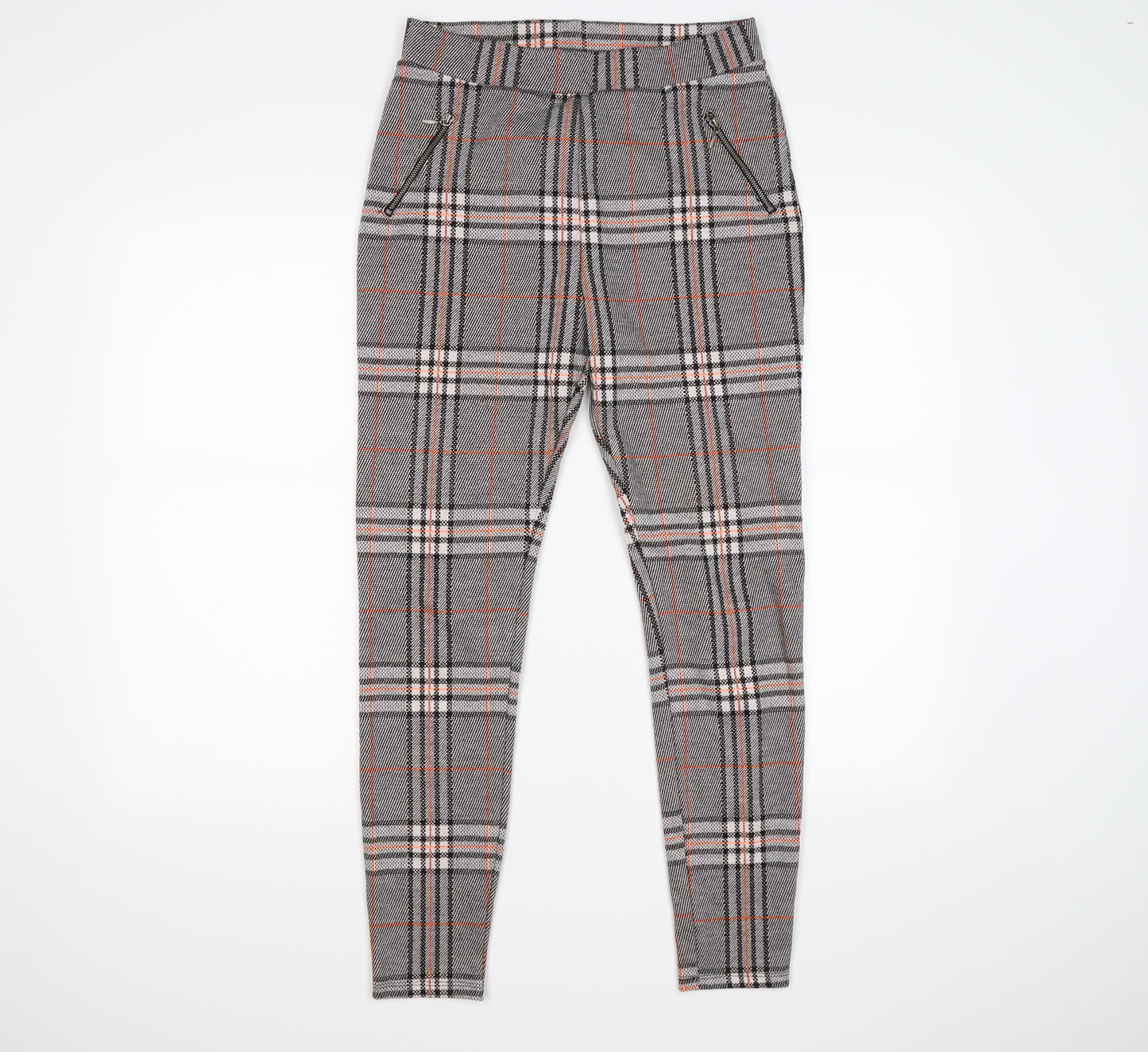 TU Womens Grey Check Knit Capri Leggings Size 10 L26 in