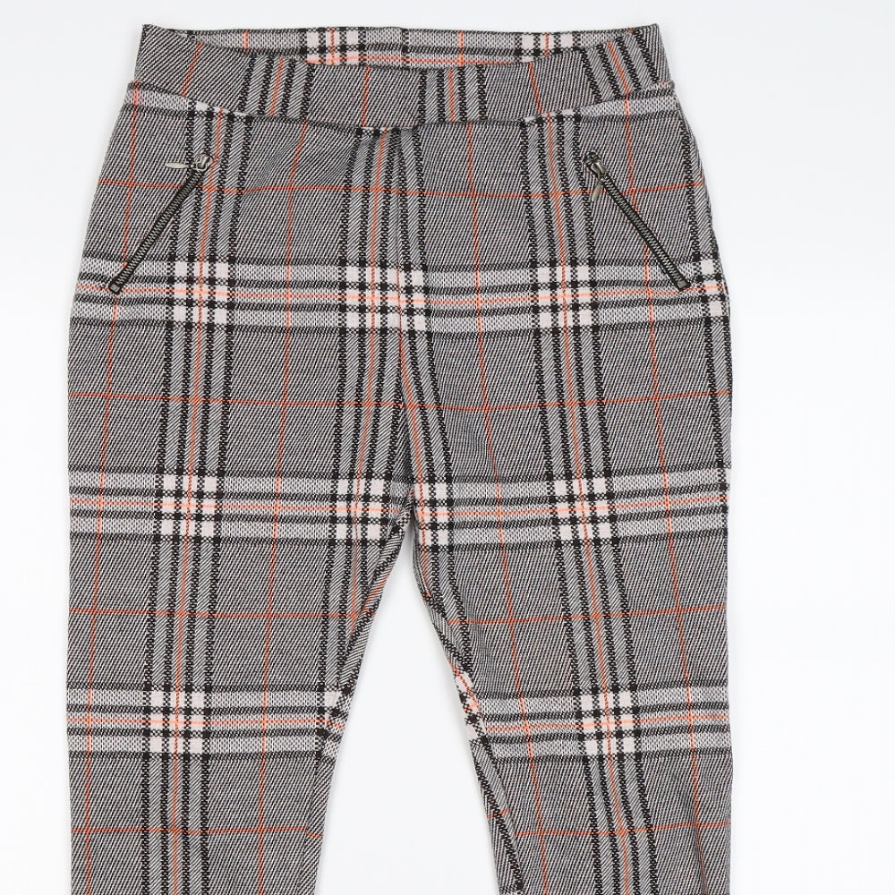TU Womens Grey Check Knit Capri Leggings Size 10 L26 in