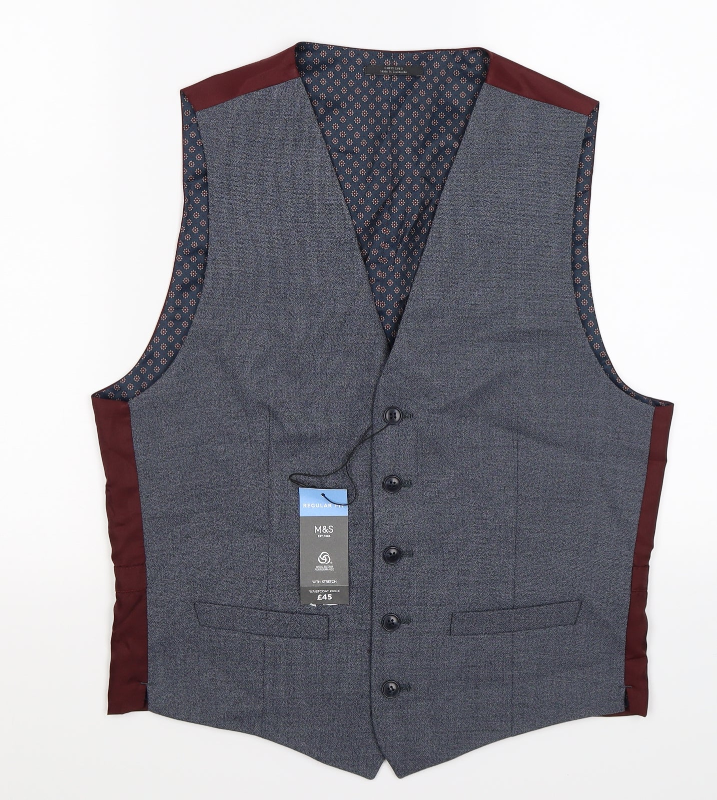 Marks and Spencer Mens Grey   Jacket Suit Waistcoat Size S