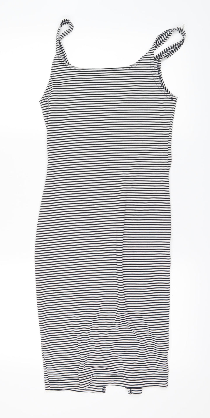 Zara Womens White Striped  Pencil Dress  Size S