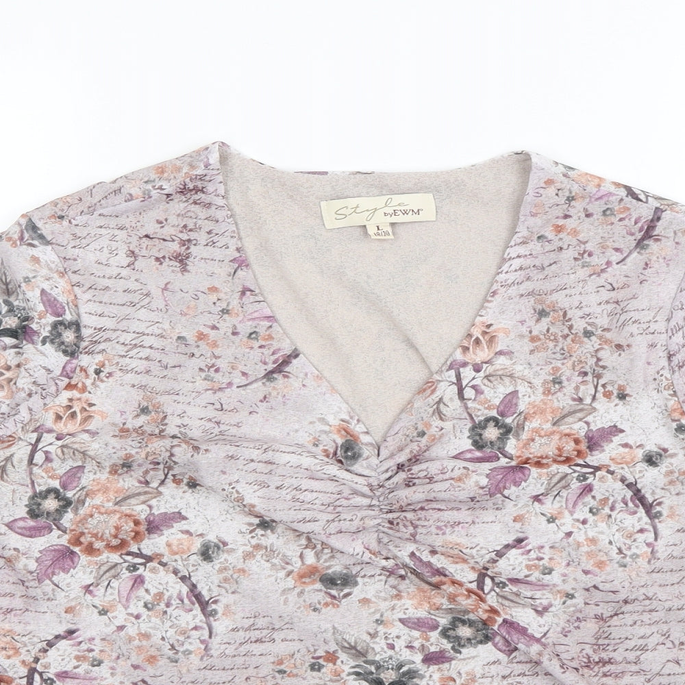 EWM Womens Pink Floral  Basic Blouse Size 18