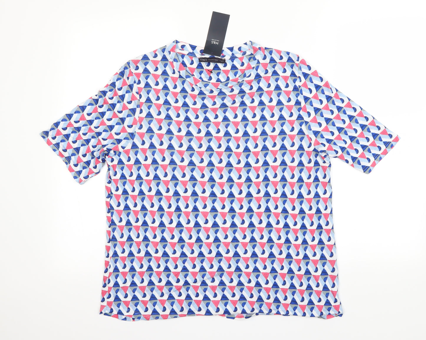 M&S  Womens Multicoloured Geometric  Basic T-Shirt Size 18