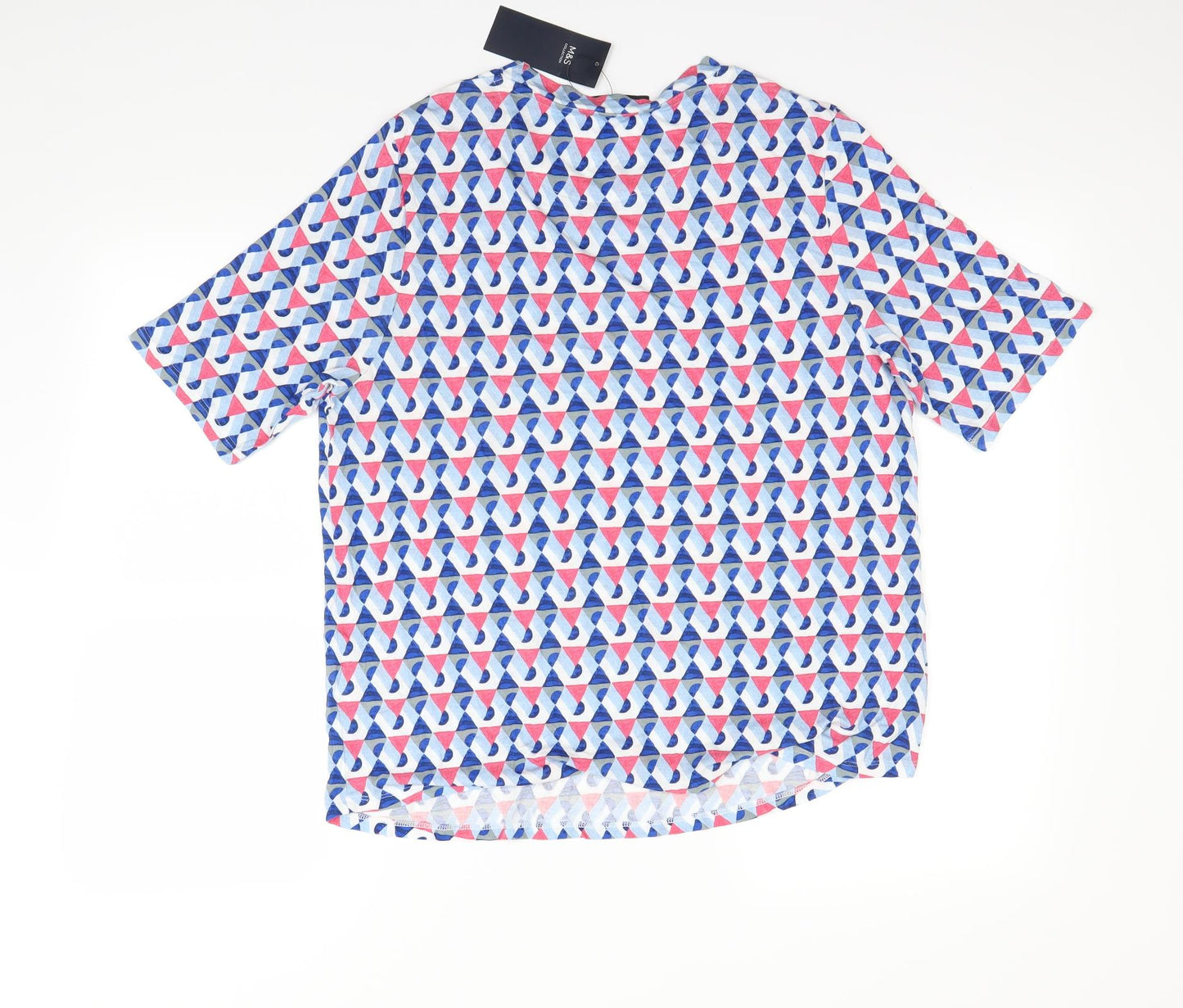 M&S  Womens Multicoloured Geometric  Basic T-Shirt Size 18