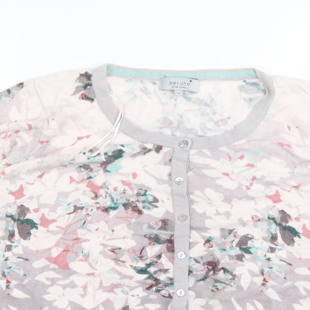 peruna Womens Pink Floral  Cardigan Jumper Size 14