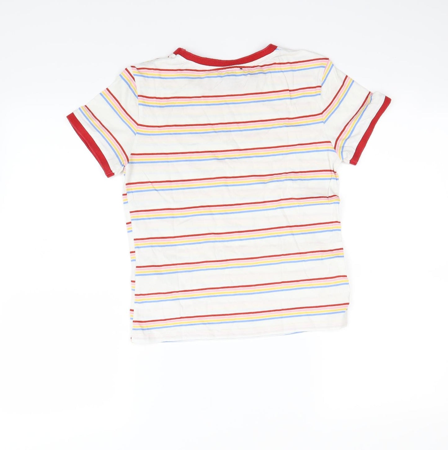 New Look Womens White Striped  Basic T-Shirt Size 6