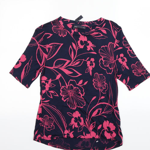 M&S  Womens Blue Floral  Camisole T-Shirt Size 12