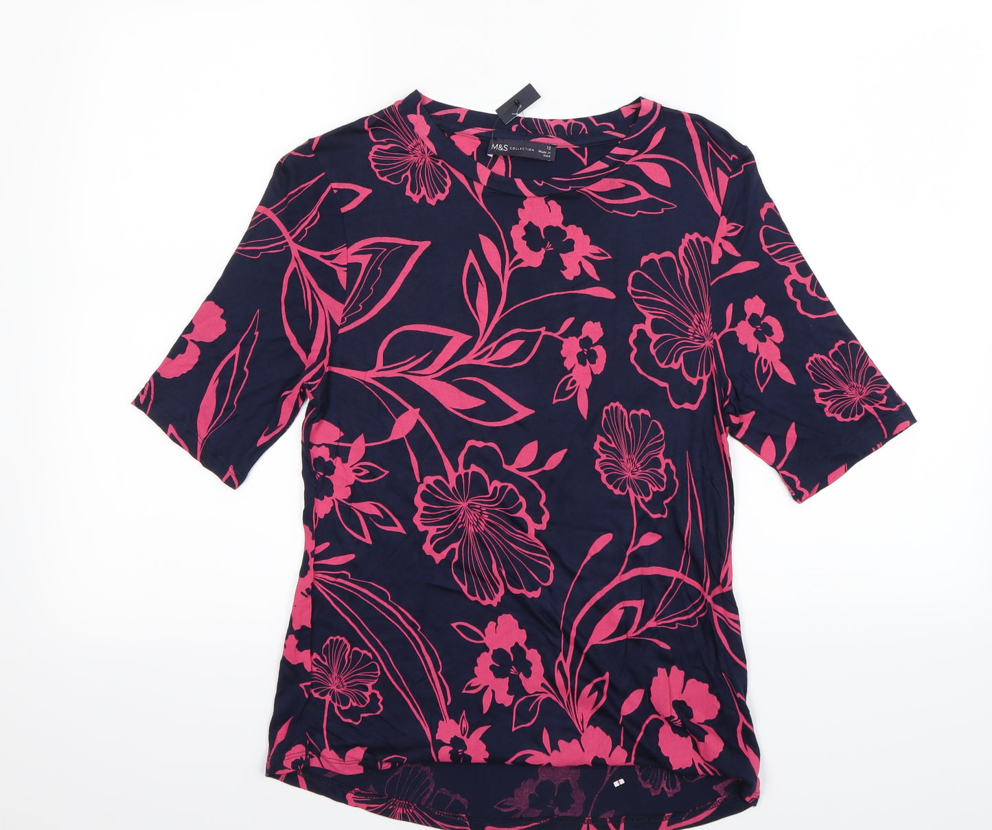 M&S  Womens Blue Floral  Camisole T-Shirt Size 12