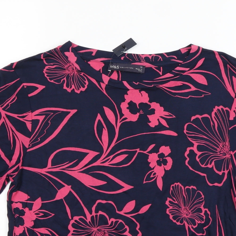 M&S  Womens Blue Floral  Camisole T-Shirt Size 12
