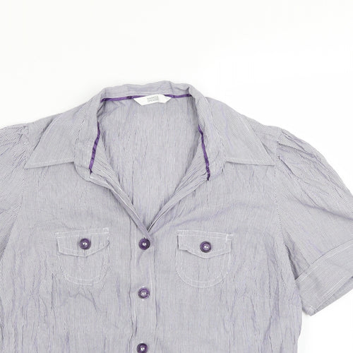 M&S  Womens Blue Check  Basic Button-Up Size 12