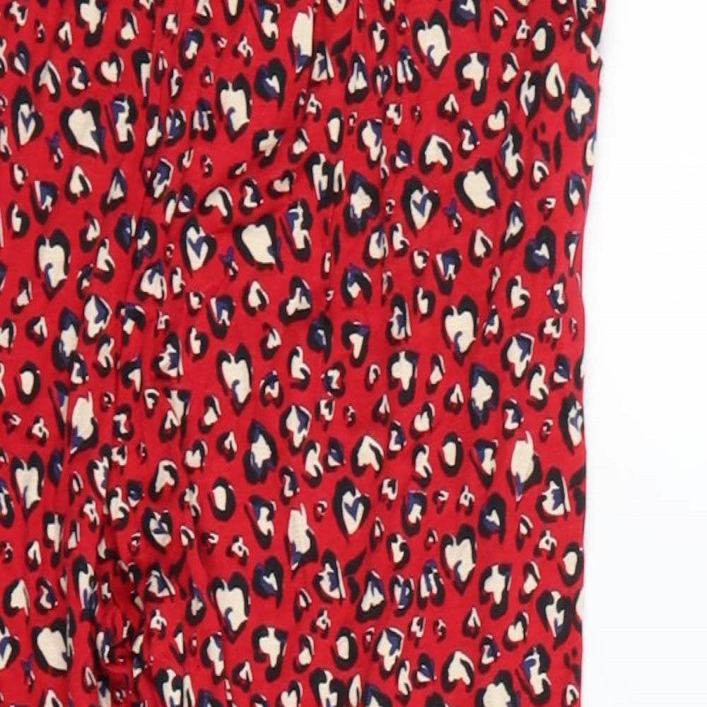 South  Womens Red Animal Print  Bloomer Trousers Size 10 L25 in