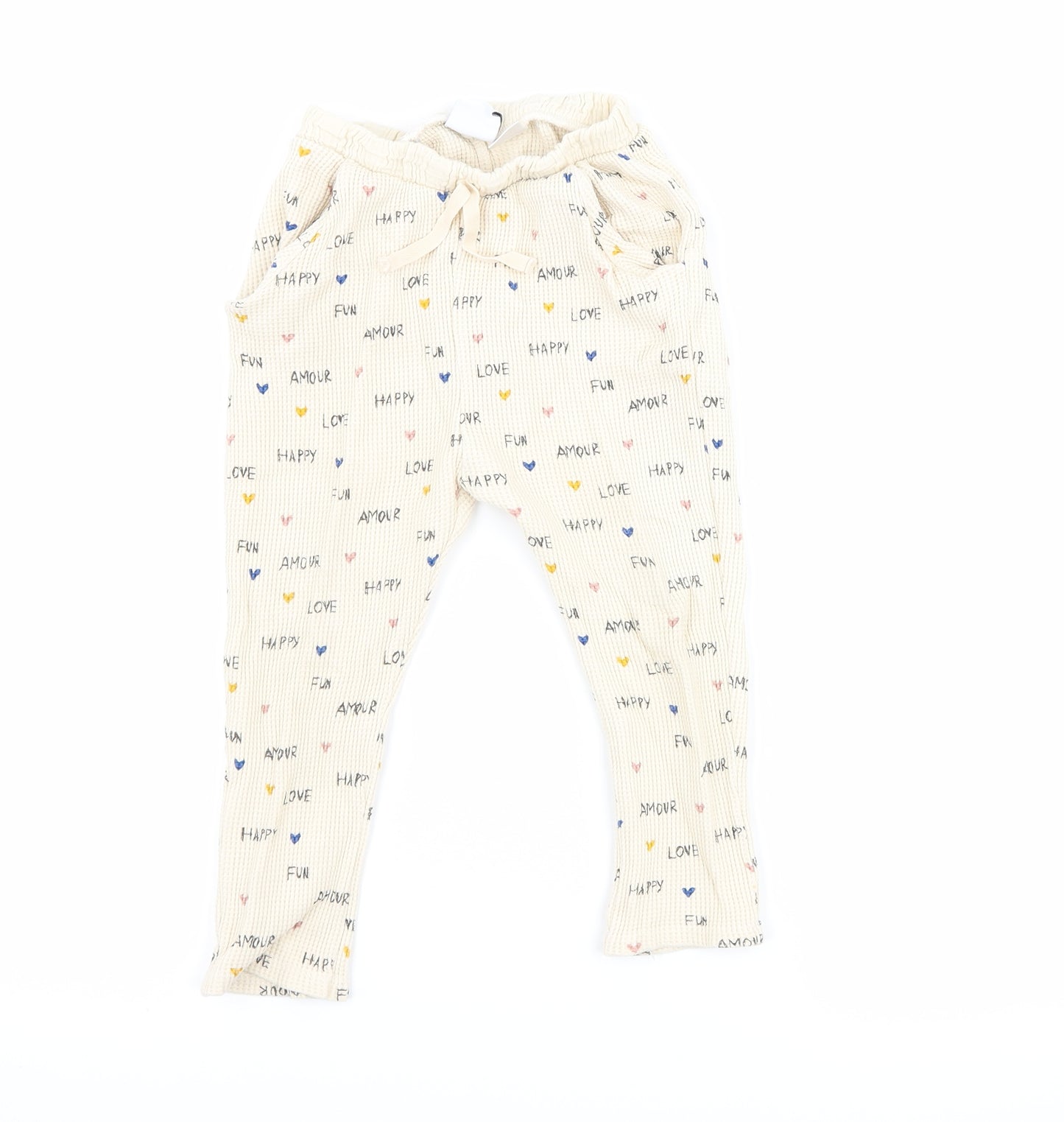 Zara Girls Beige   Jogger Trousers Size 2-3 Years - slogan