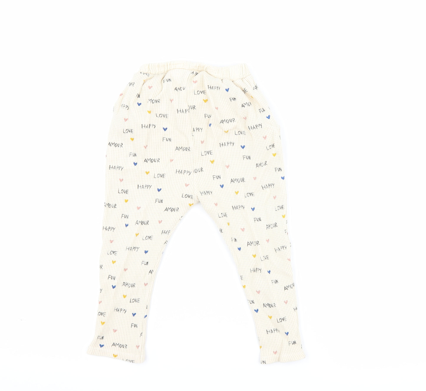 Zara Girls Beige   Jogger Trousers Size 2-3 Years - slogan