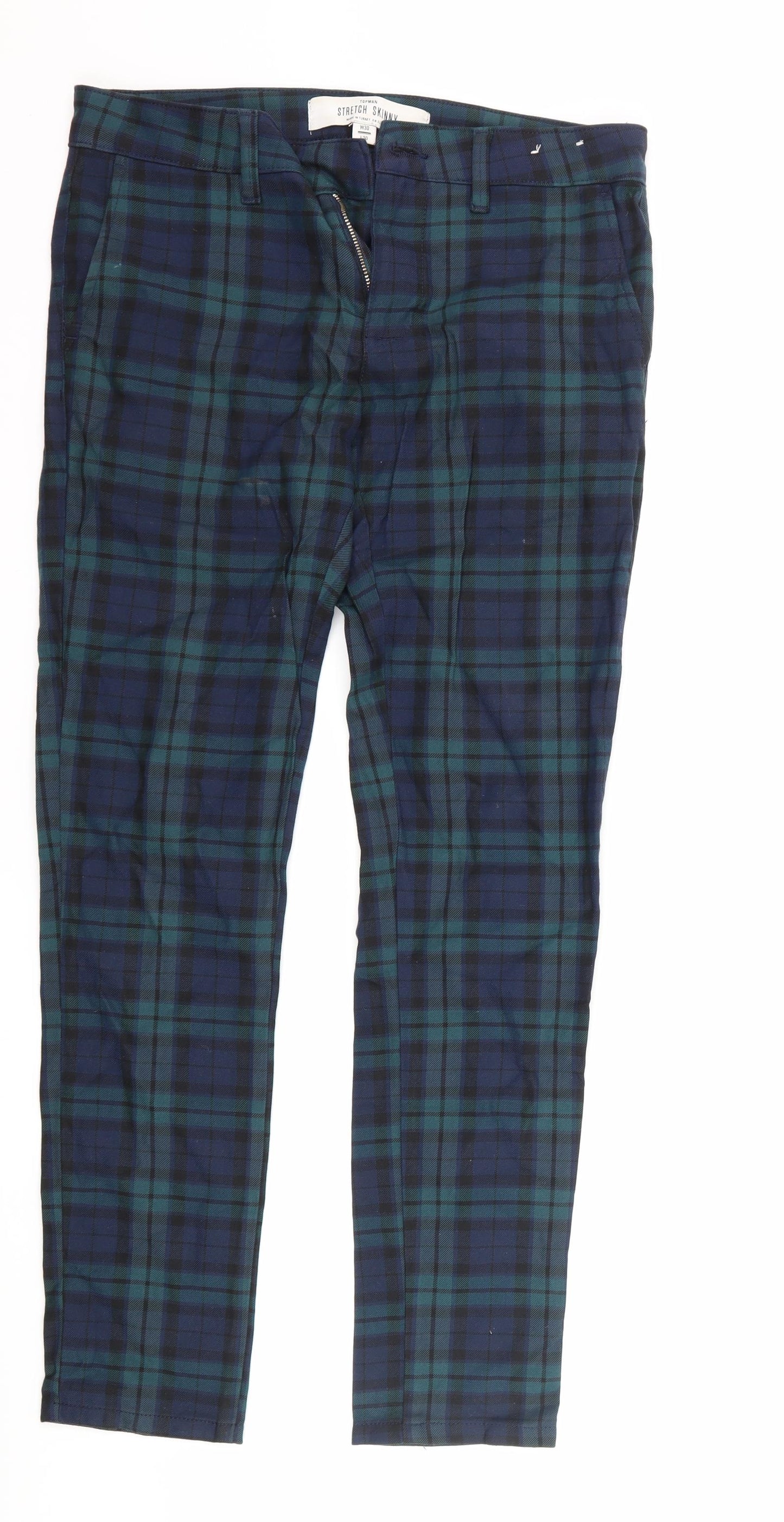 Topman Mens Green Check  Trousers  Size 30 L30 in
