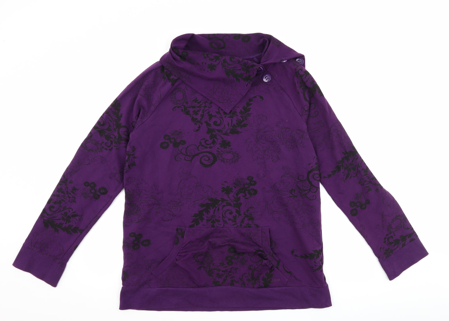 s.Oliver Womens Purple Floral  Pullover Sweatshirt Size 18