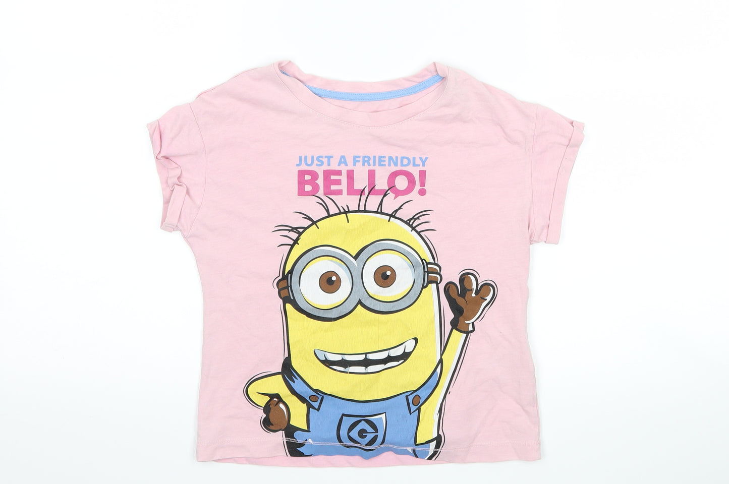 Marks and Spencer Girls Pink   Basic T-Shirt Size 5-6 Years  - Minion