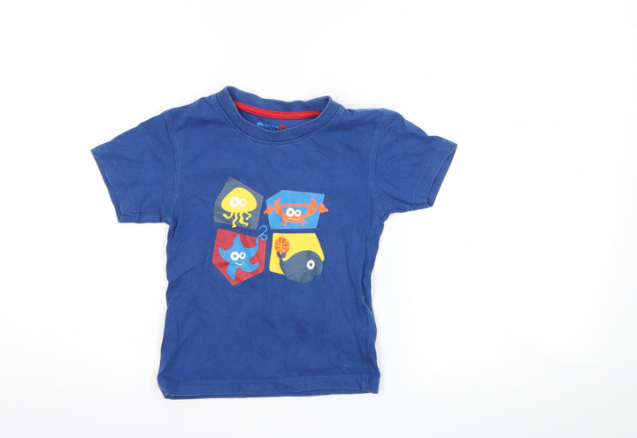Mountain Life Boys Blue Basic T-Shirt Size 2-3 Years - sea life