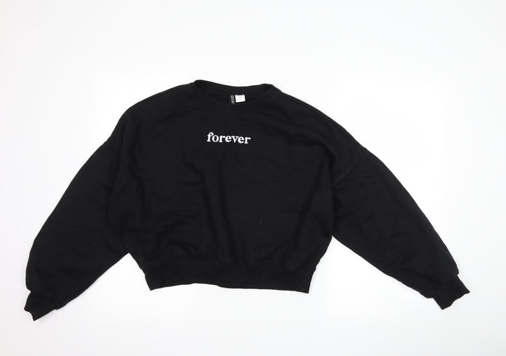 H&M Womens Black Pullover Sweatshirt Size XS - forever friends