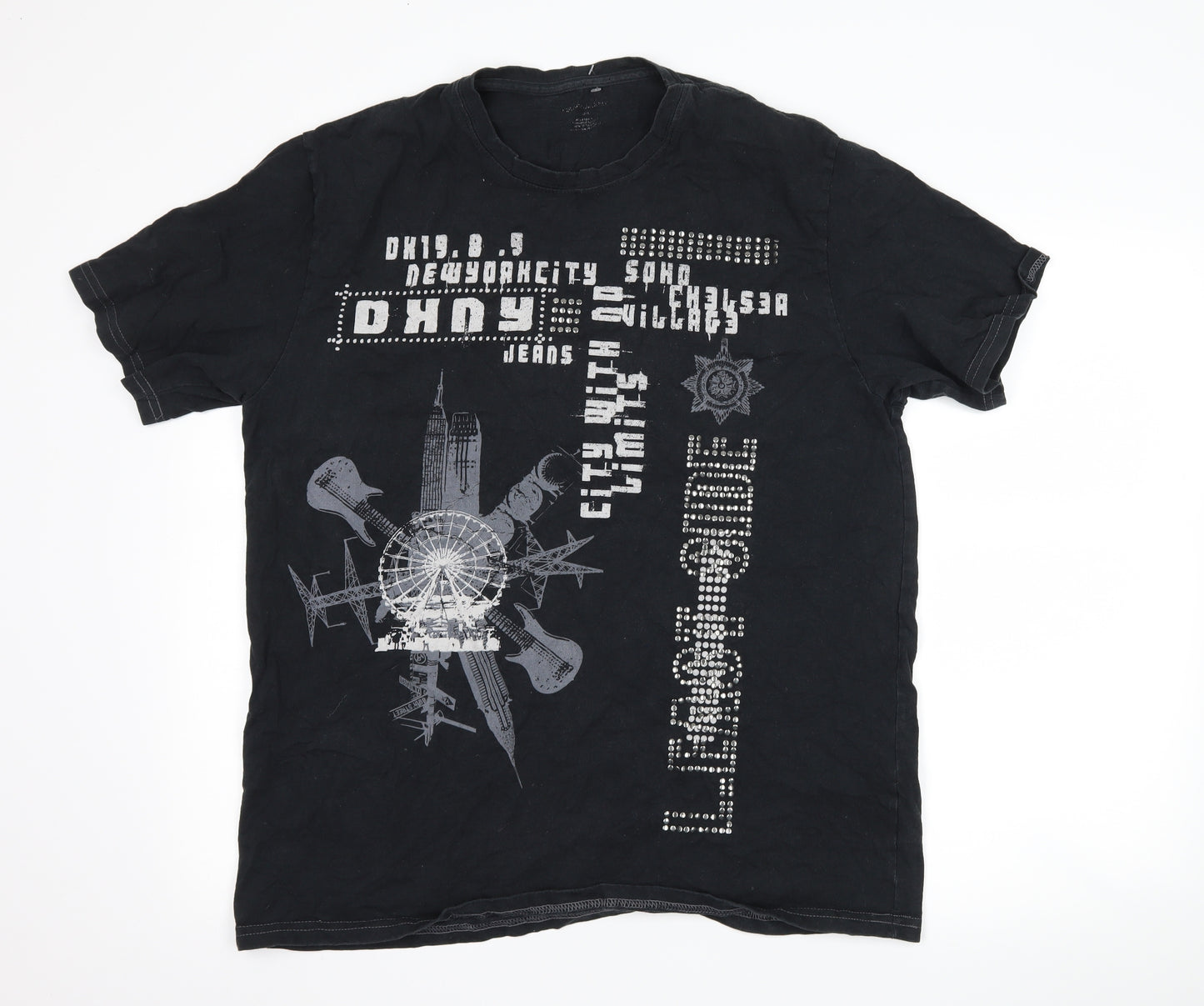 DKNY Mens Black    T-Shirt Size L  - graphic