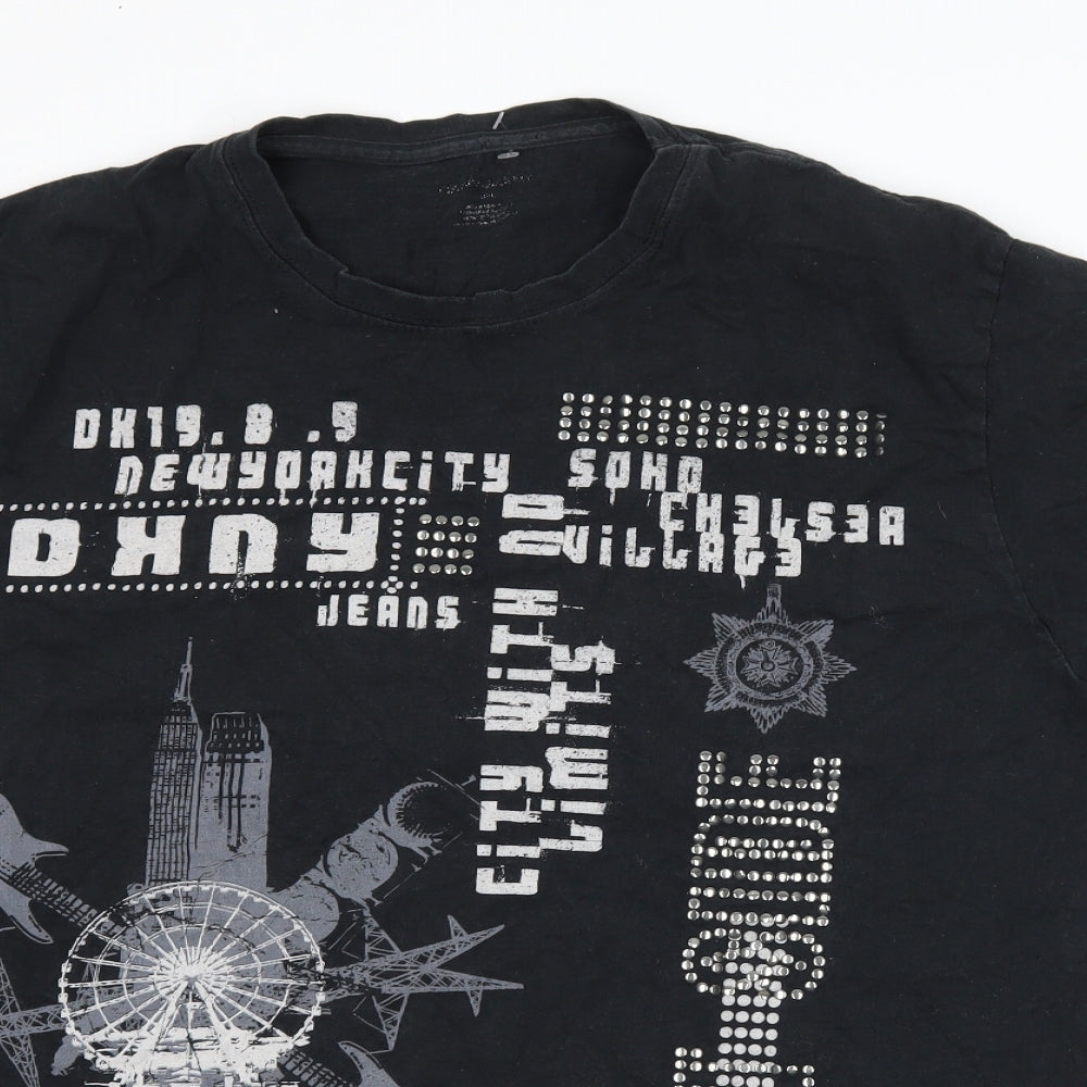 DKNY Mens Black    T-Shirt Size L  - graphic