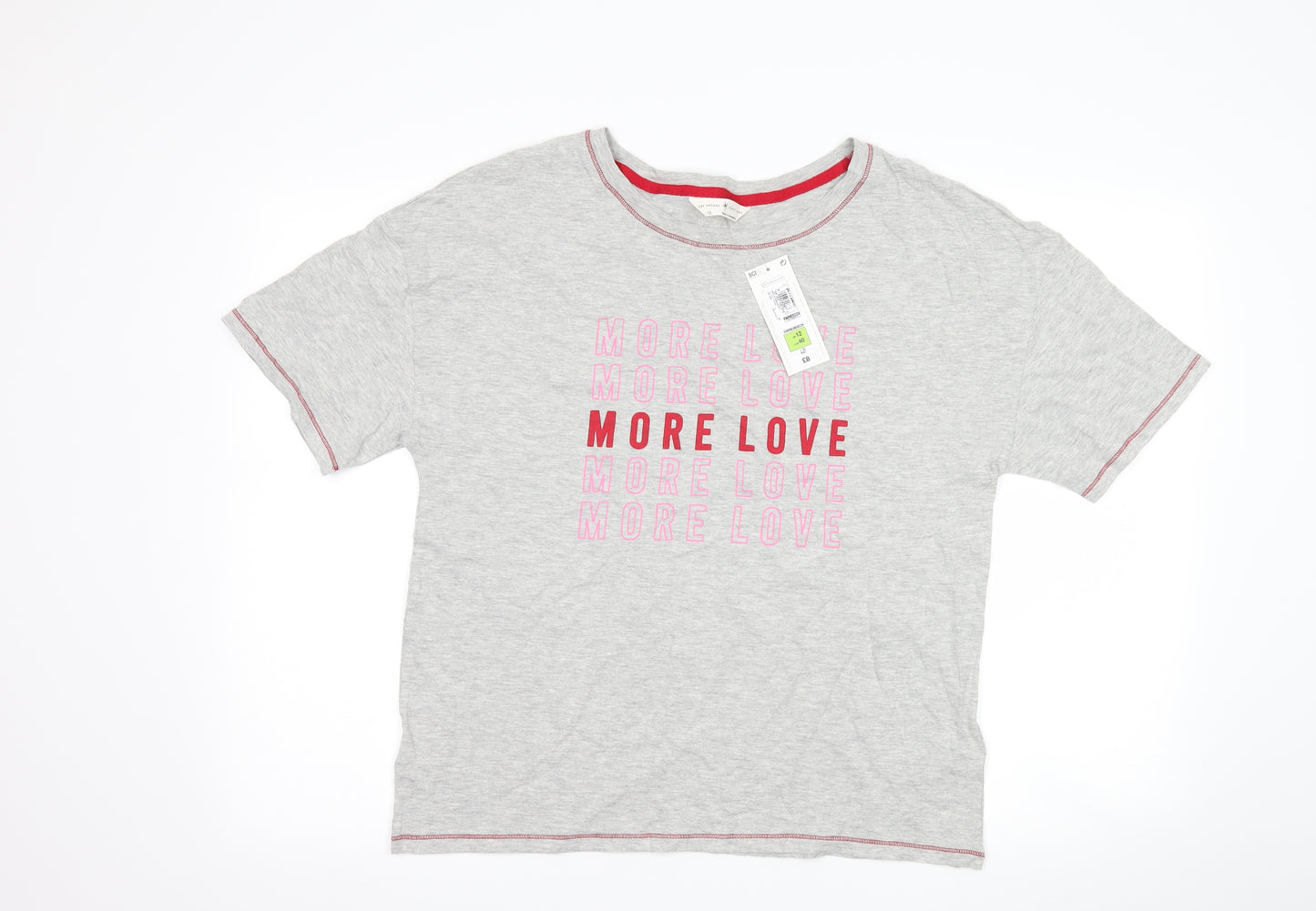 Marks and Spencer Womens Grey   Top Pyjama Top Size 12  - slogan