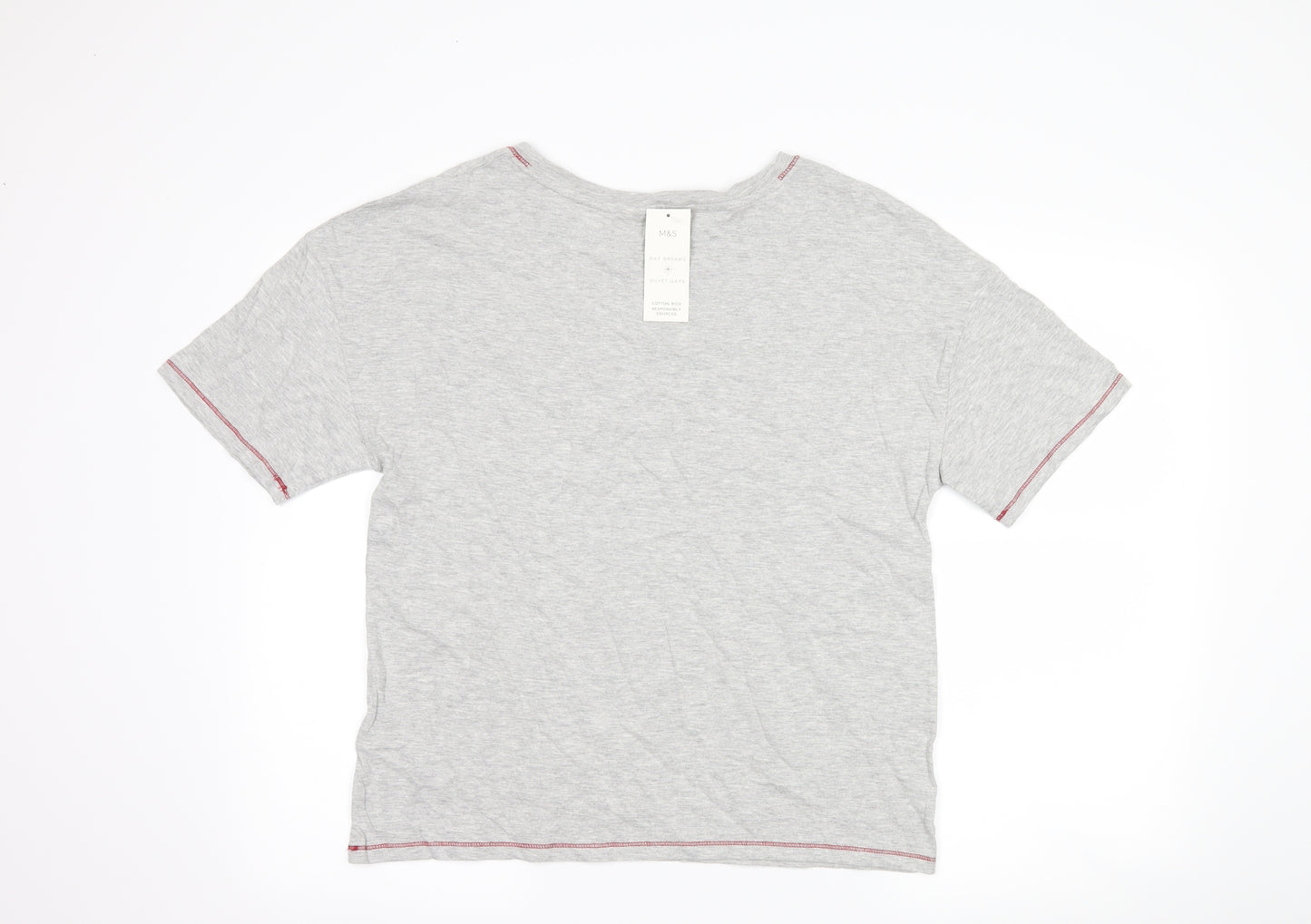 Marks and Spencer Womens Grey   Top Pyjama Top Size 12  - slogan