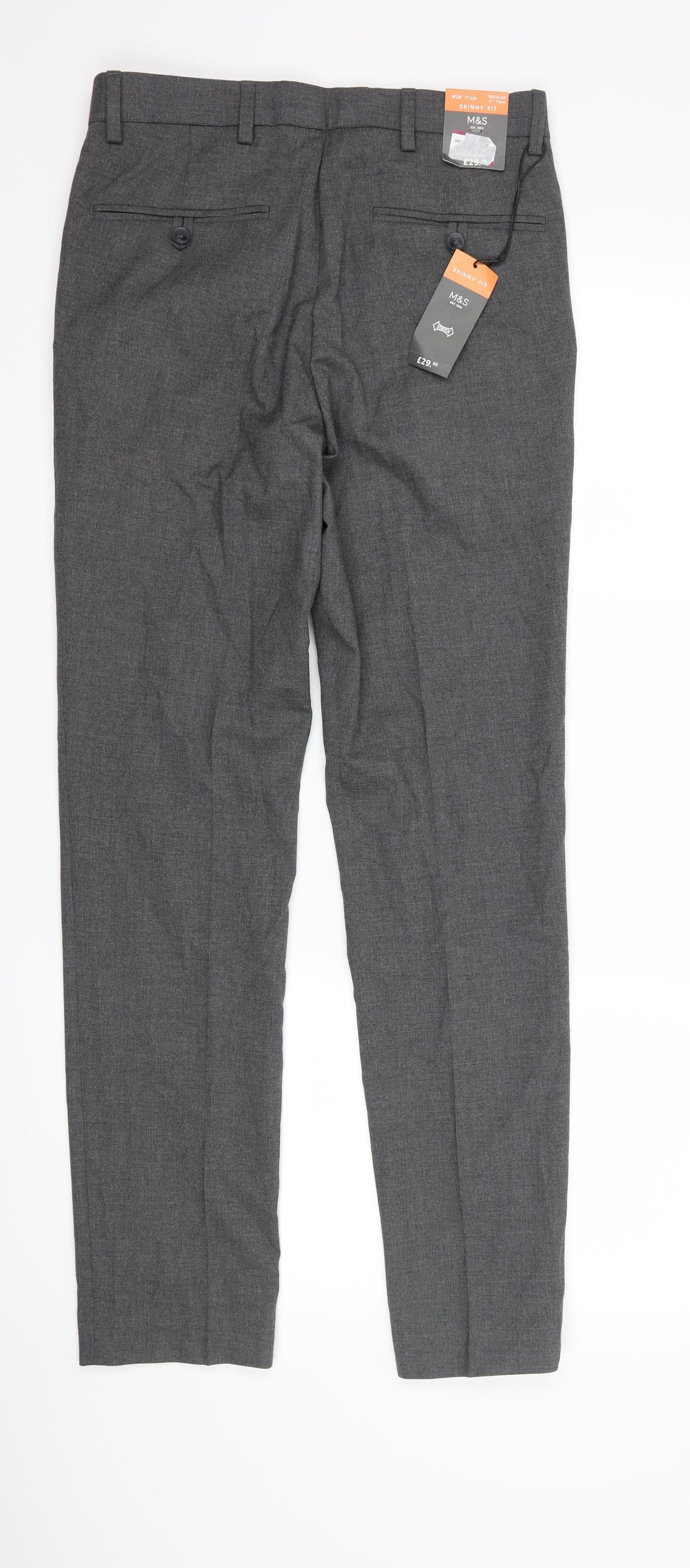 Marks and Spencer Mens Grey   Trousers  Size 28 L31 in