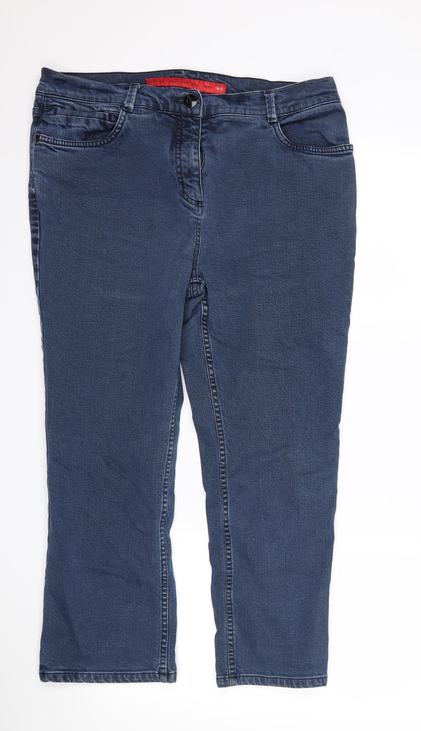 Per Una Womens Blue  Denim Cropped Jeans Size 16 L23 in