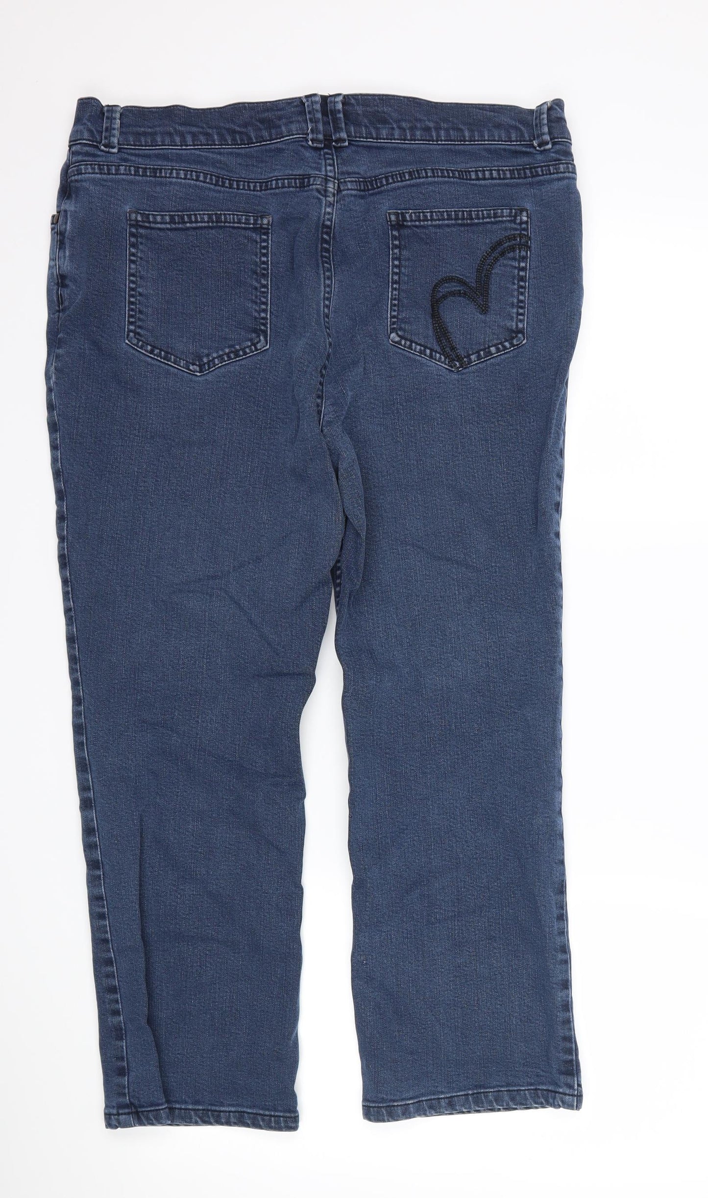 Per Una Womens Blue  Denim Cropped Jeans Size 16 L23 in