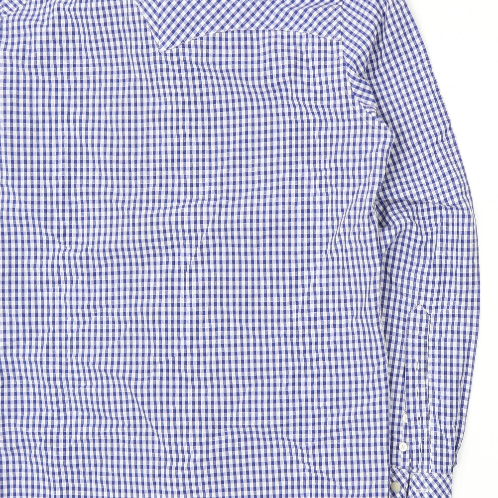 Preworn Mens Blue Check   Button-Up Size S