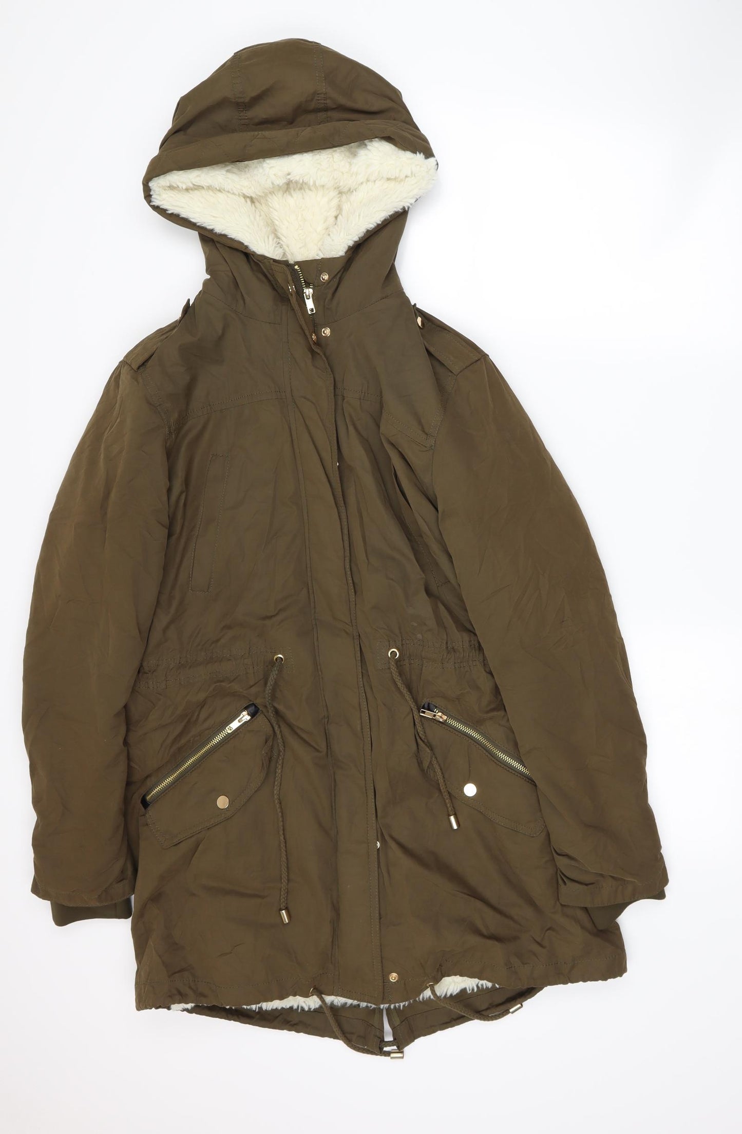 Mango Womens Green   Parka Coat Size L
