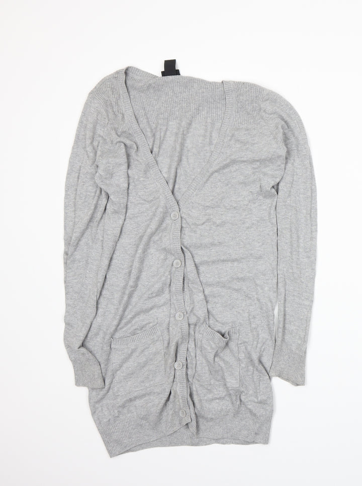 H&M Womens Grey  Knit Cardigan Jumper Size S