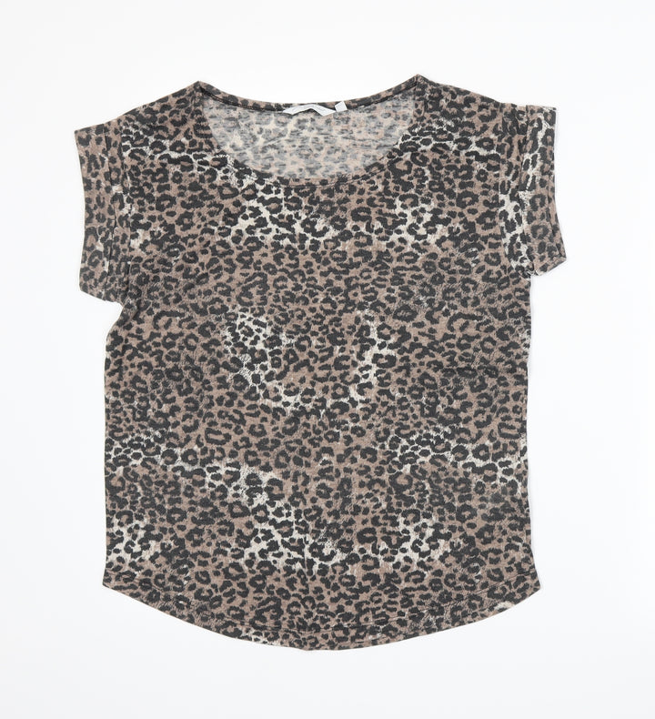 New Look Womens Beige Animal Print  Basic T-Shirt Size 8
