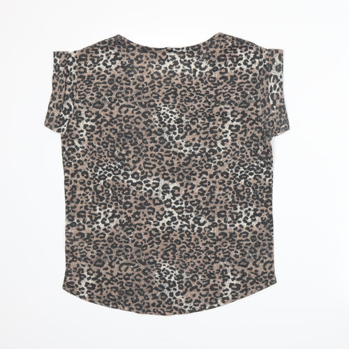 New Look Womens Beige Animal Print  Basic T-Shirt Size 8