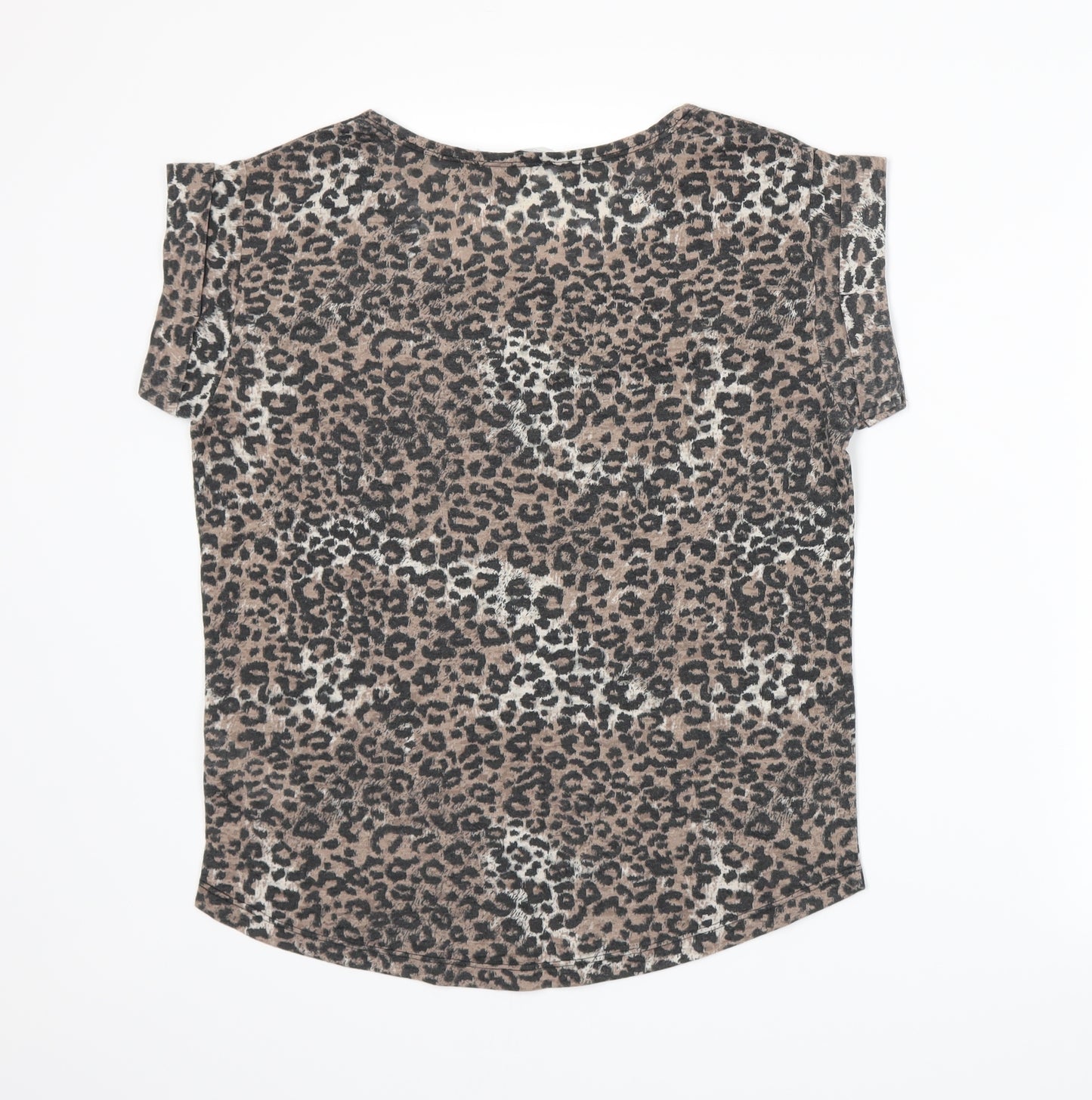 New Look Womens Beige Animal Print  Basic T-Shirt Size 8