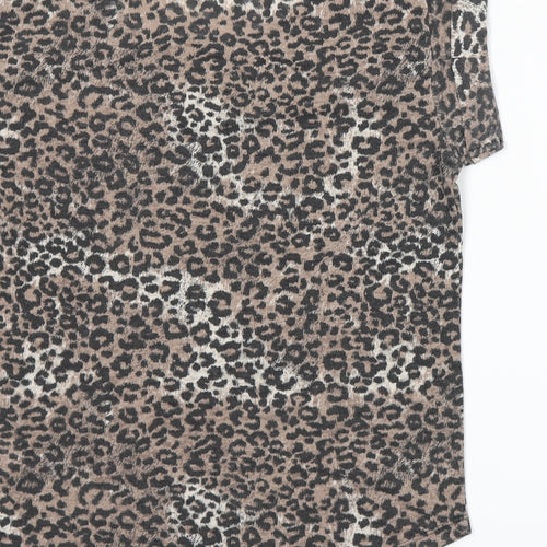 New Look Womens Beige Animal Print  Basic T-Shirt Size 8