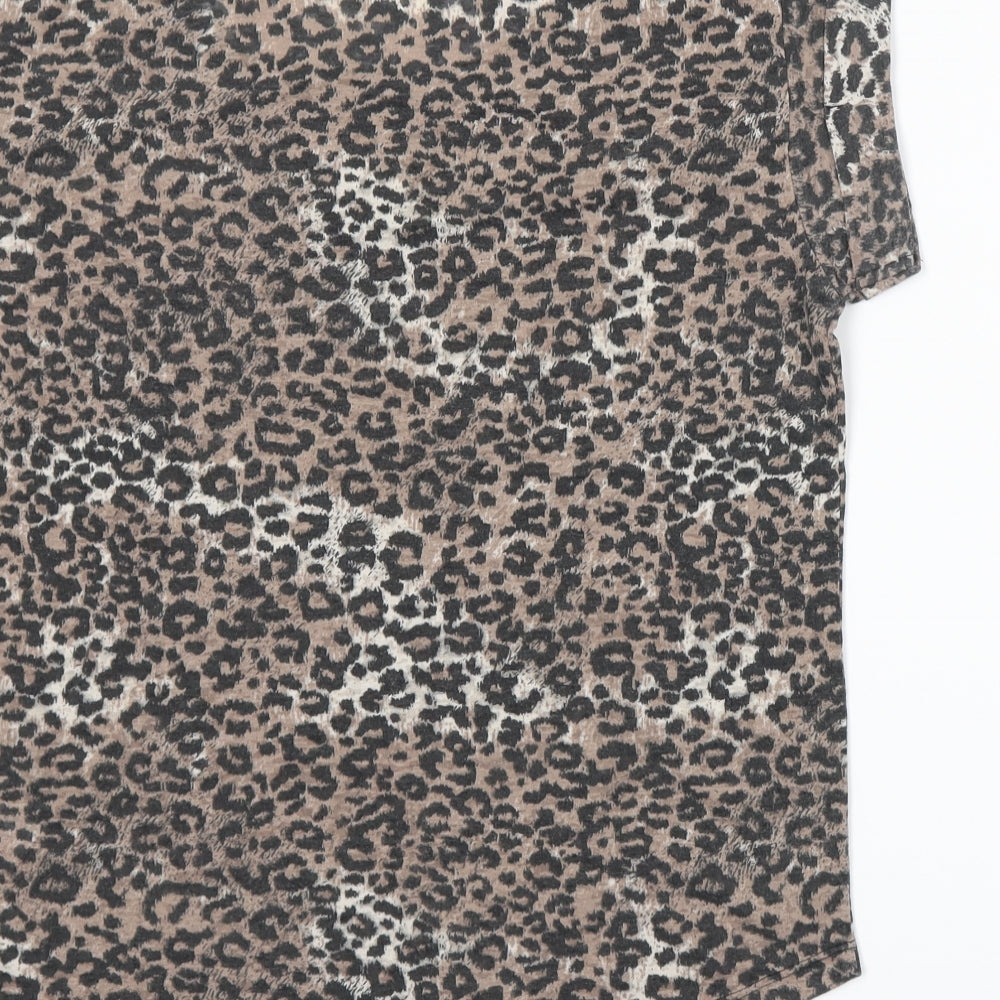 New Look Womens Beige Animal Print  Basic T-Shirt Size 8