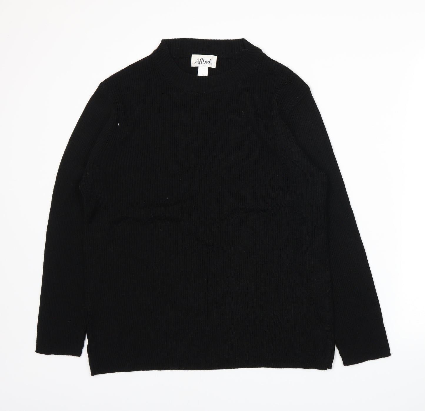 Afibel Womens Black  Knit Pullover Jumper Size 14