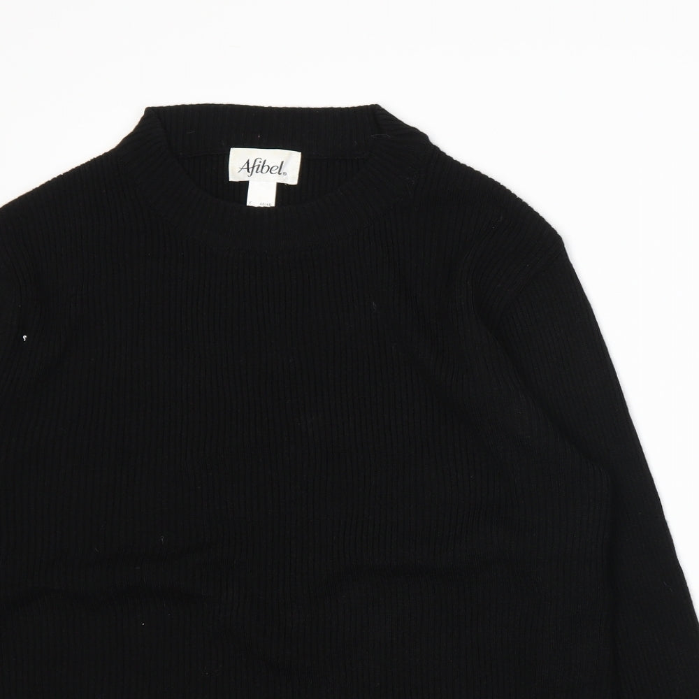 Afibel Womens Black  Knit Pullover Jumper Size 14