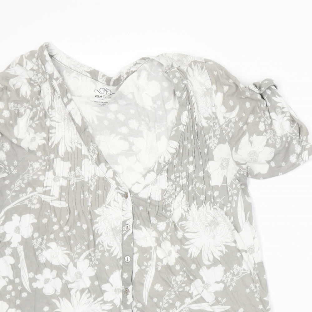 Old Navy Womens Grey Floral  Basic Blouse