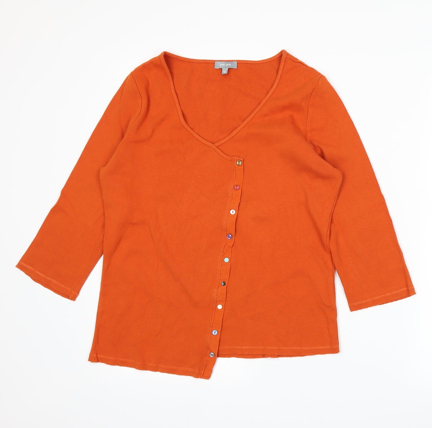 Per Una Womens Orange  Knit Cardigan Jumper Size 16