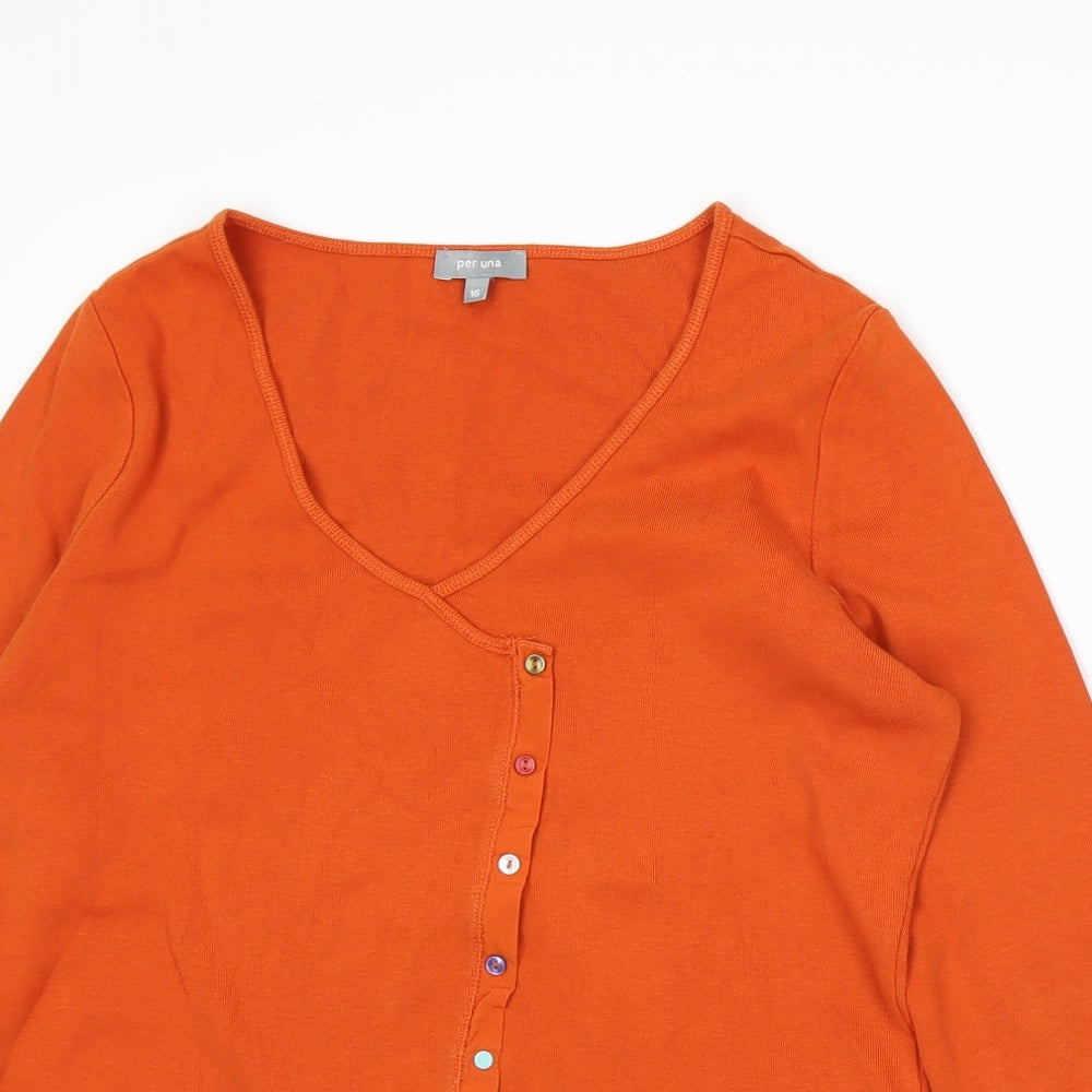 Per Una Womens Orange  Knit Cardigan Jumper Size 16